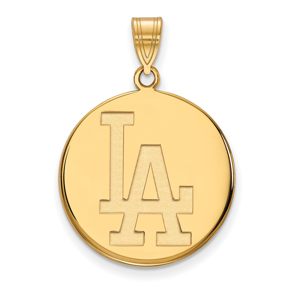 10k Gold MLB LogoArt Los Angeles Dodgers Large Disc Pendant - Picture 1 of 2